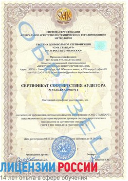 Образец сертификата соответствия аудитора №ST.RU.EXP.00006191-1 Каневская Сертификат ISO 50001